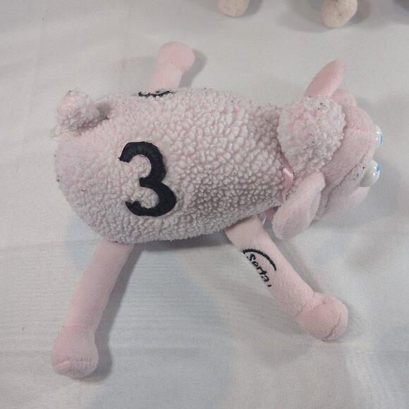 Serta Counting Sheep 4 Lot Plush Number 3 6 100 Pink White Curto Toy 2000 Lamb - Picture 2 of 16